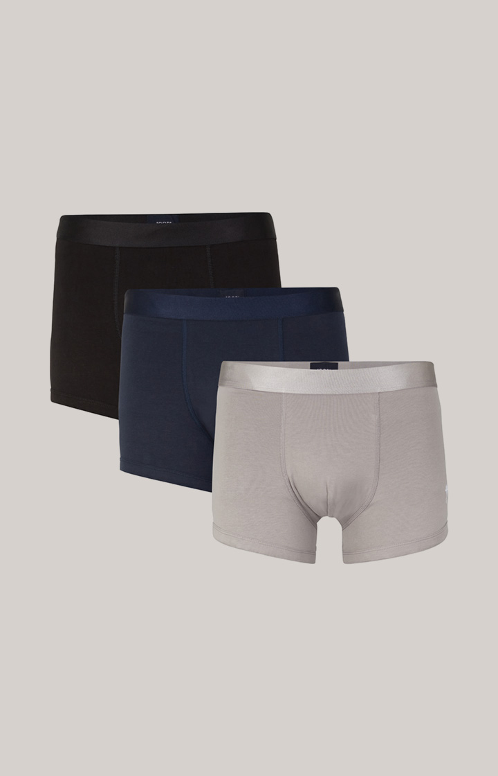 3er-Pack Fine Cotton Stretch Boxer in Schwarz/Hellgrau/Navy