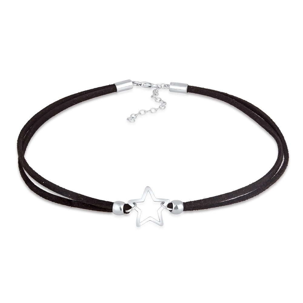 Elli Elli Collier Femmes Choker pendentif étoile avec imitation cuir en argent sterlin collier