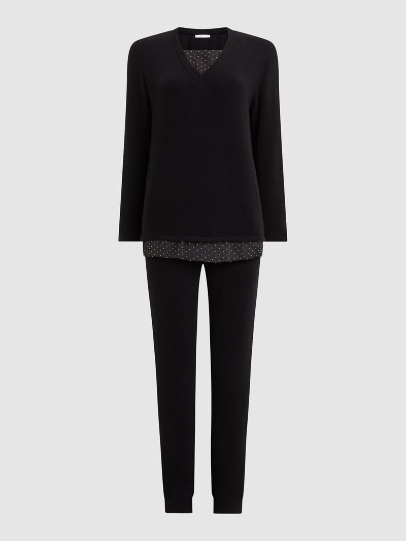 Loungewear mit Punktmuster in schwarz