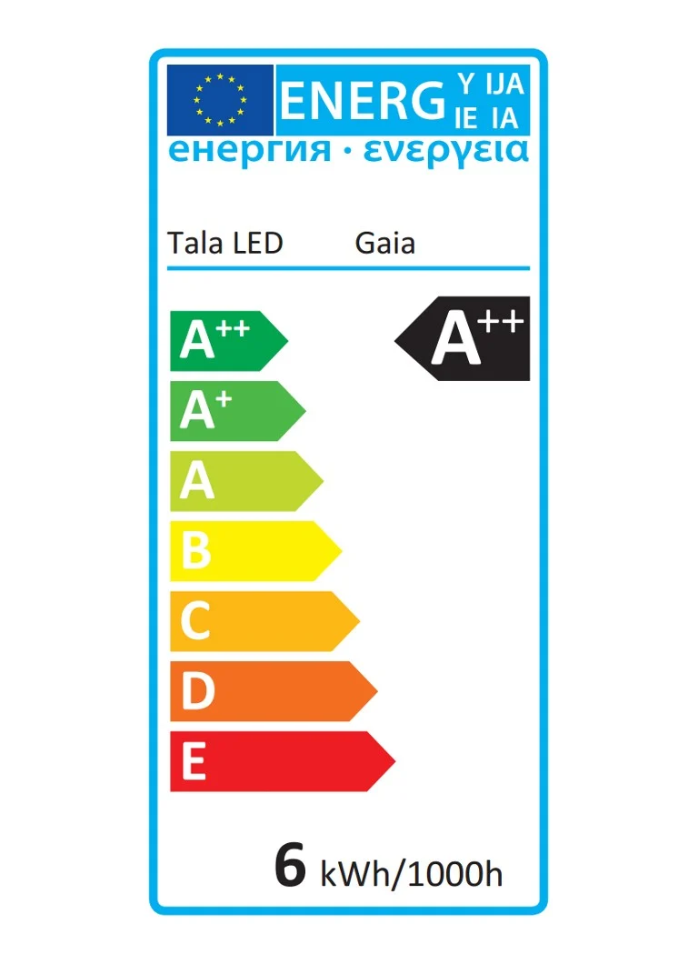 Source lumineuse LED Tala Gaia E27 6W transparente à intensité variable