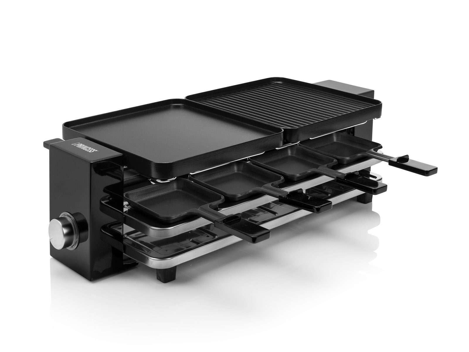 Setpoint Raclette, 8 Raclettepfännchen, 1200 W, Tischgrill-Gerät 2-8 Personen, Parkdeck gegen angebrannte Pfännchen