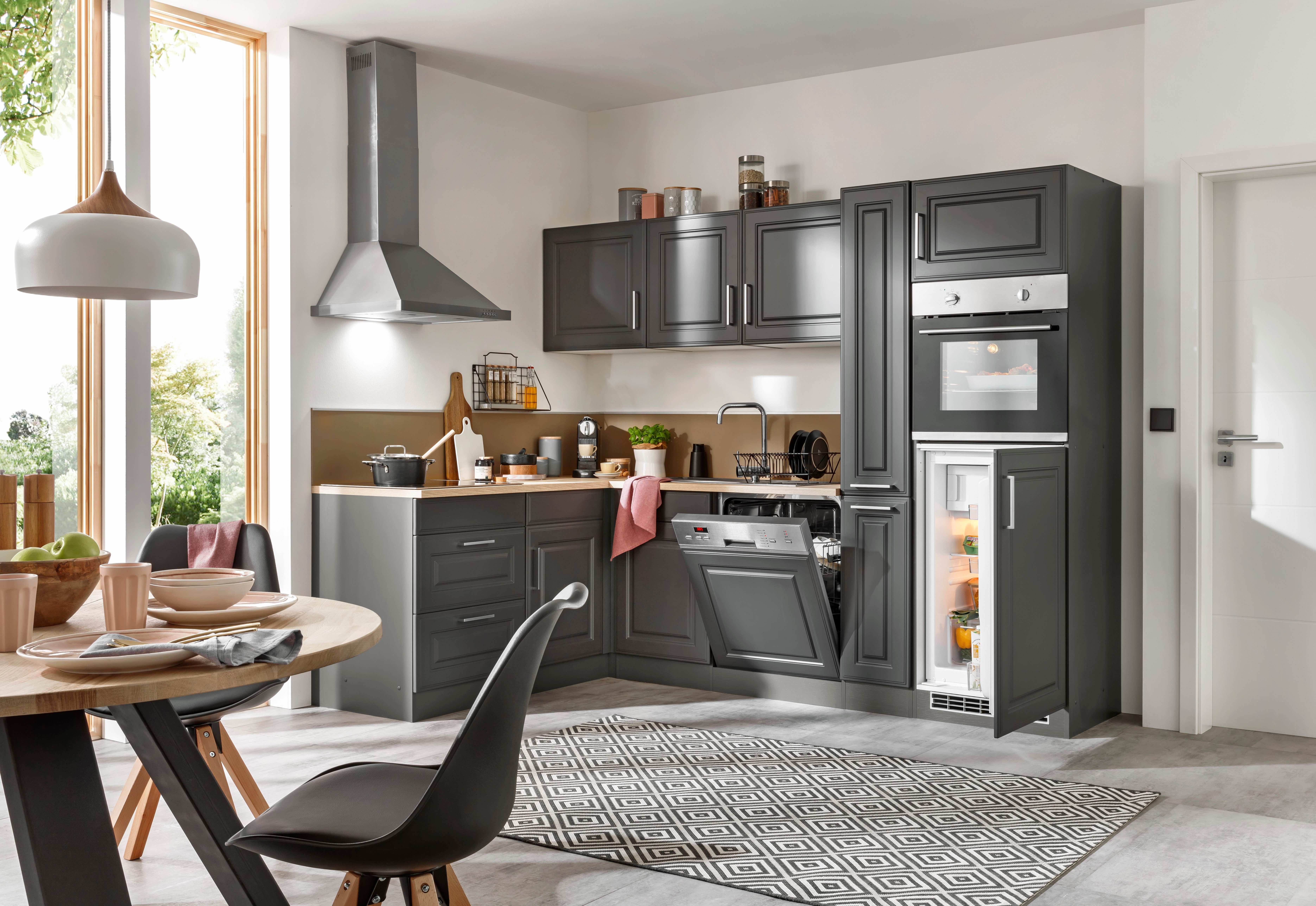 HELD MÖBEL Winkelküche Stockholm, Stellbreite 260/170 cm, mit hochwertigen MDF Fronten im Landhaus-Stil
