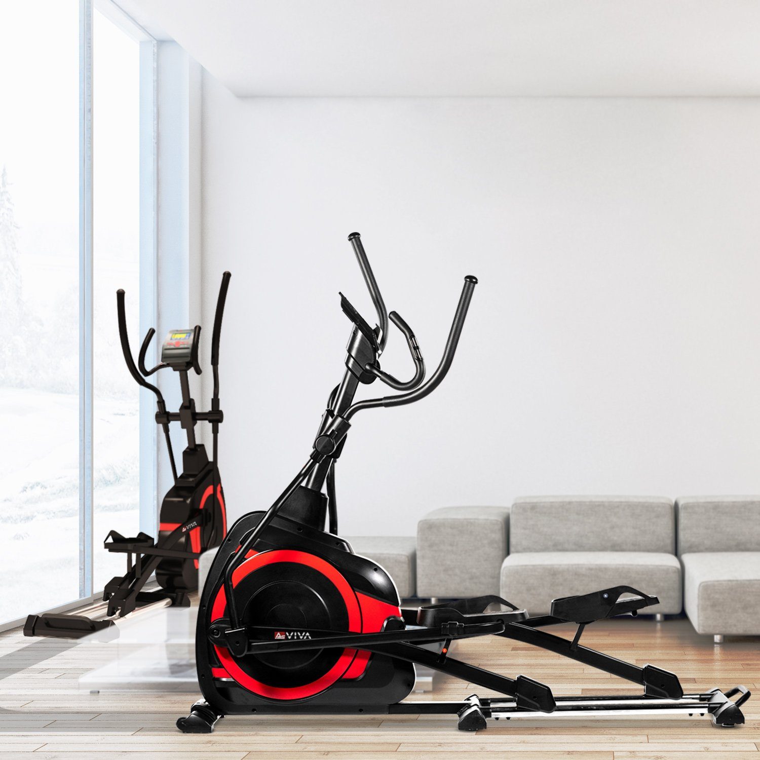 AsVIVA Ellipsentrainer-Ergometer AsVIVA E4 Pro Bluetooth, LED Display mit Tablet- bzw. Smartphonehalterung, App kompatibel