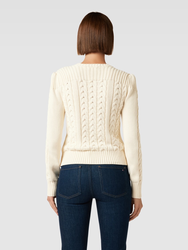 Strickpullover mit Zopfmuster Modell 'RACHANA' in offwhite