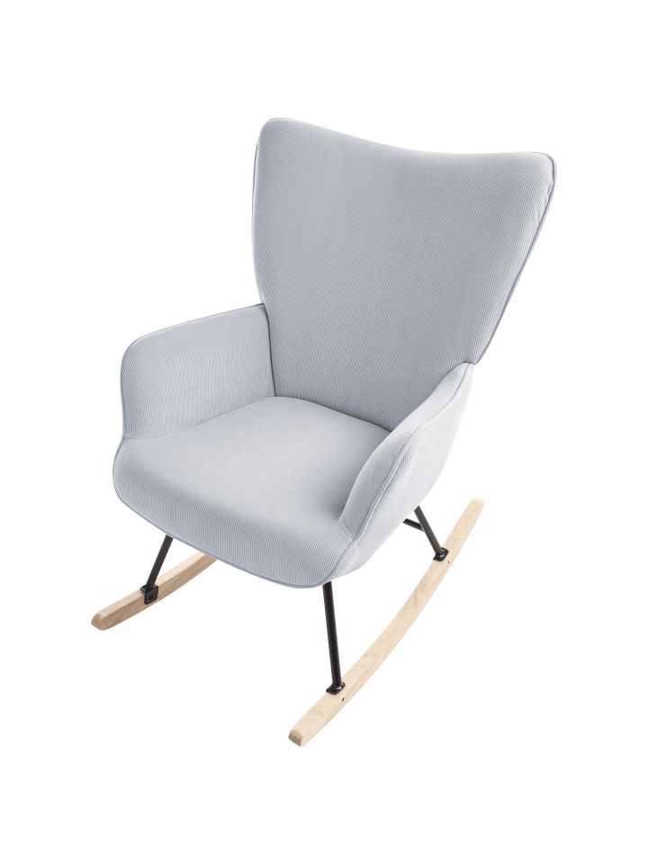 Beliani Schaukelsessel ARSET in Blau/Schwarz/Heller Holzfarbton günstig kaufen onesize