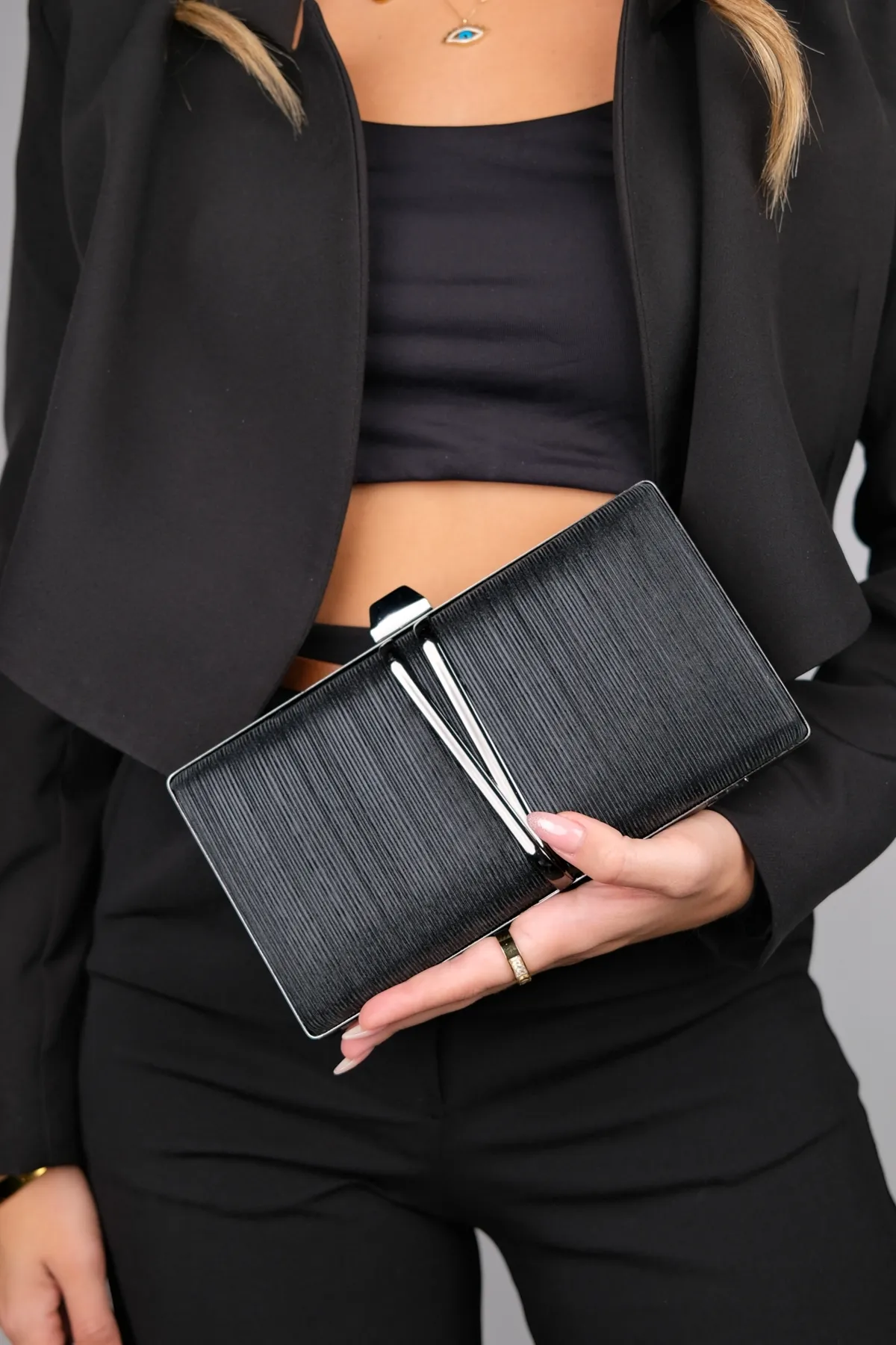 LuviShoes  721 Black Laser Damen-Abendkleidtasche