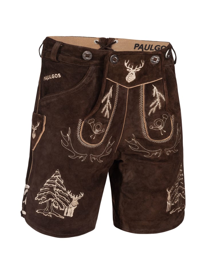 PAULGOS Lederhose Kurz Echtleder HK5 in Dunkelbraun günstig kaufen