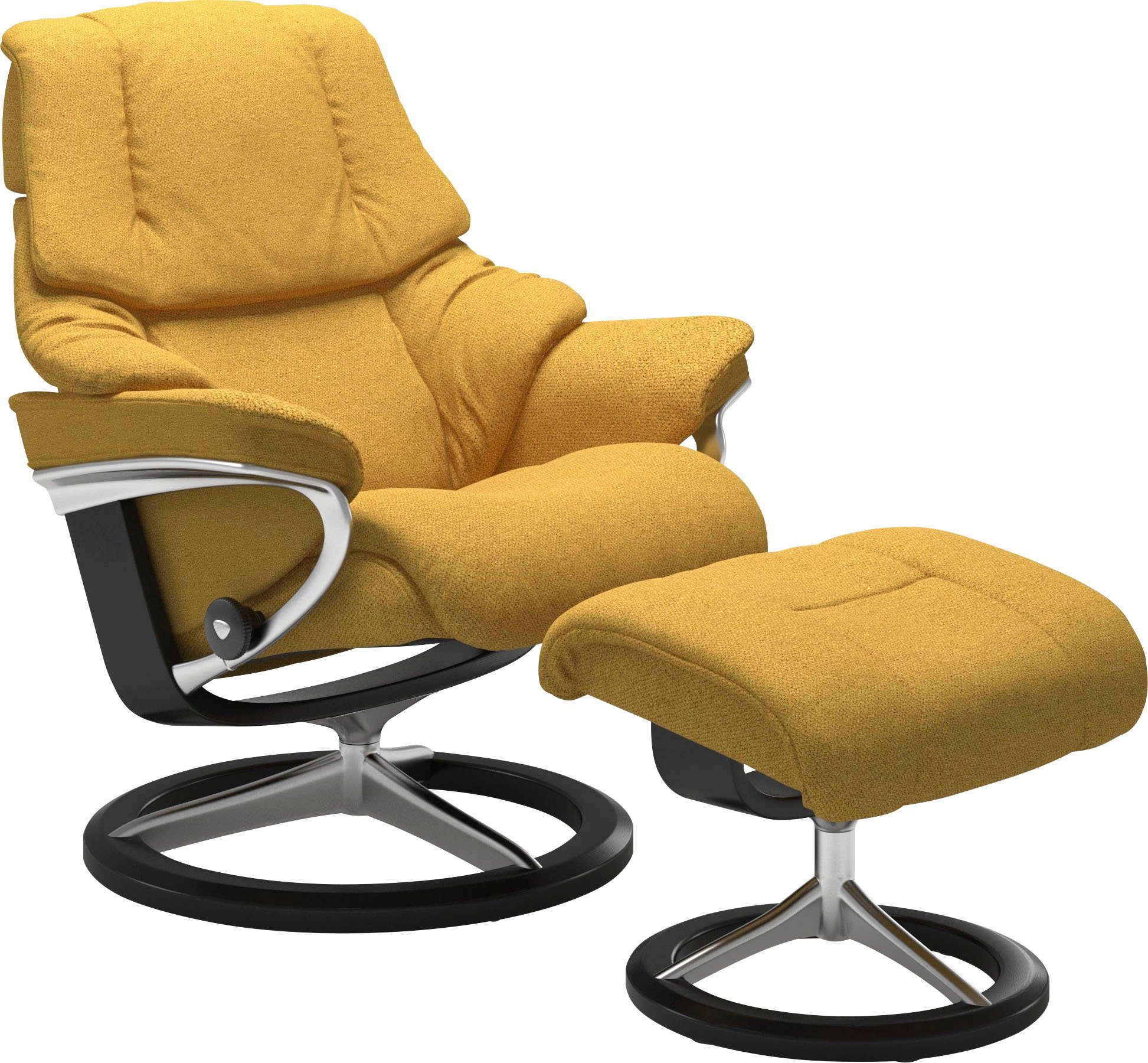 Stressless® Relaxsessel Reno (Set, Relaxsessel mit Hocker), mit Hocker, mit Signature Base, Größe S, M & L, Gestell Schwarz