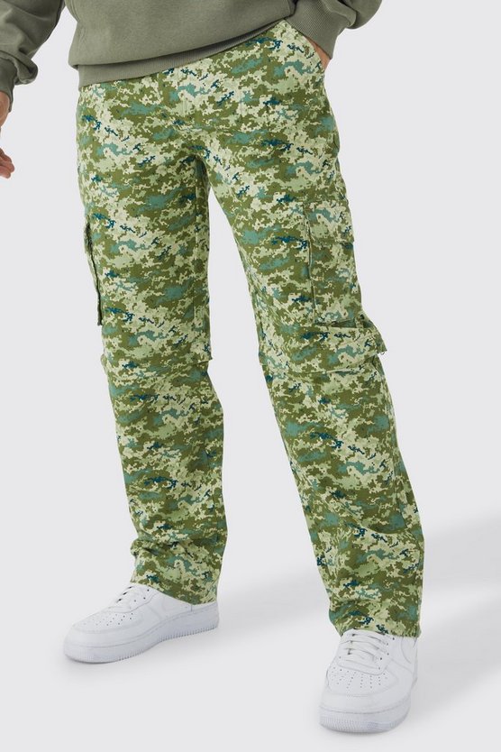 Lockere Camouflage Cargo-Hose mit Reißverschluss