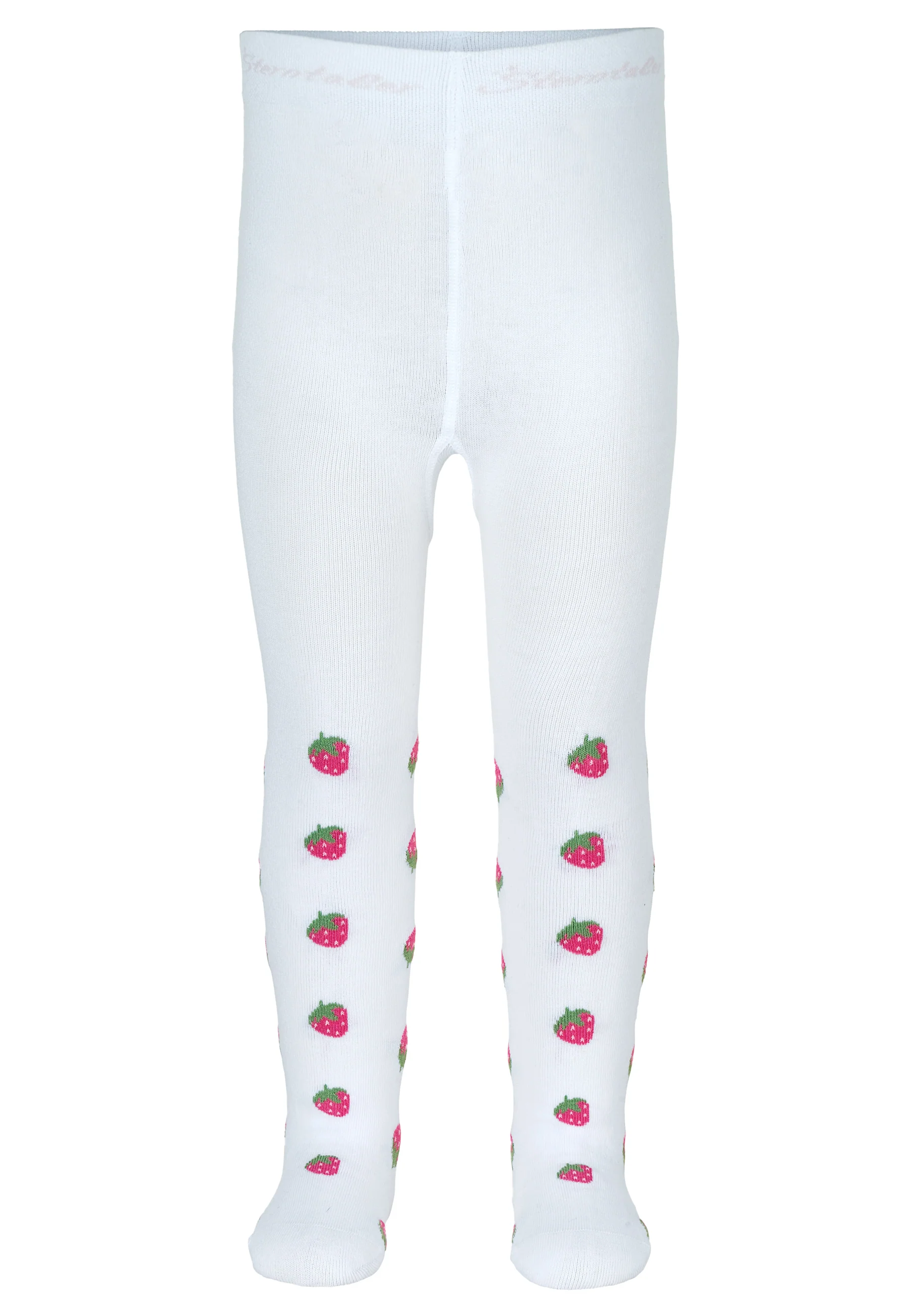 Strumpfhose Sommer mit Motiv Erdbeeren in weiß