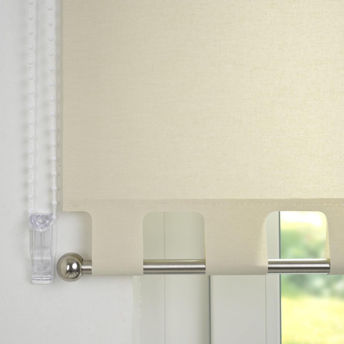 Bella Casa Seitenzugrollo Kettenzugrollo Volantrollo Rollo Eckig Verdunklung 162 x 180 cm beige für Fenster