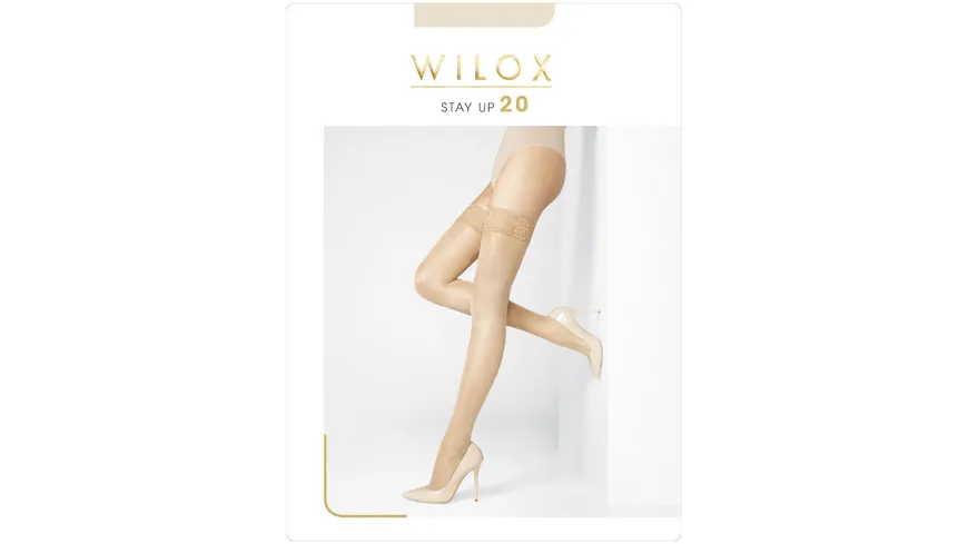 WILOX Damen Halterlose Strümpfe STAY UP 20 DEN teint