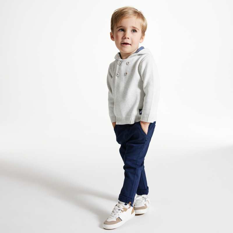 Pantalon worker en twill bleu bébé garçon