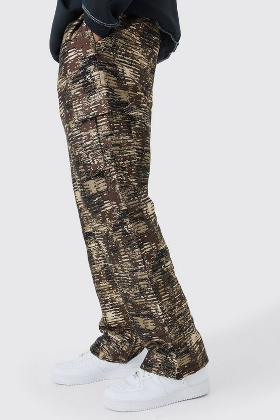 Tall Textured Camo Relaxed Cargo Trouser