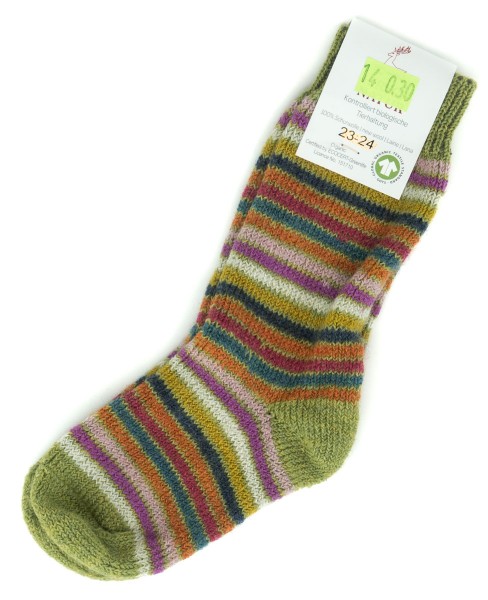 Hirsch Natur Kids ~ Vollplüsch-Socke ~ Ringel Maigrün