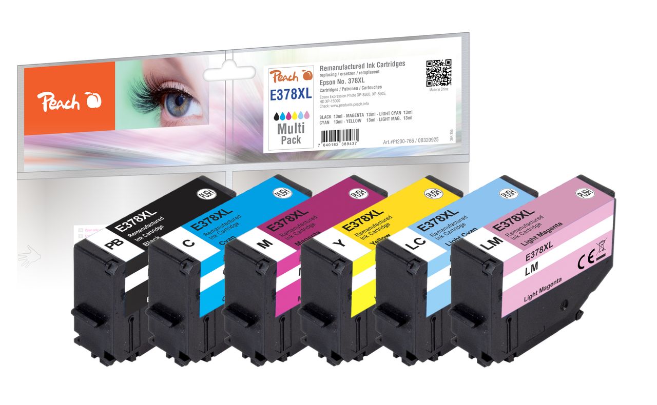 Peach Spar Pack Tintenpatronen ersetzt Epson T3798, No. 378XL