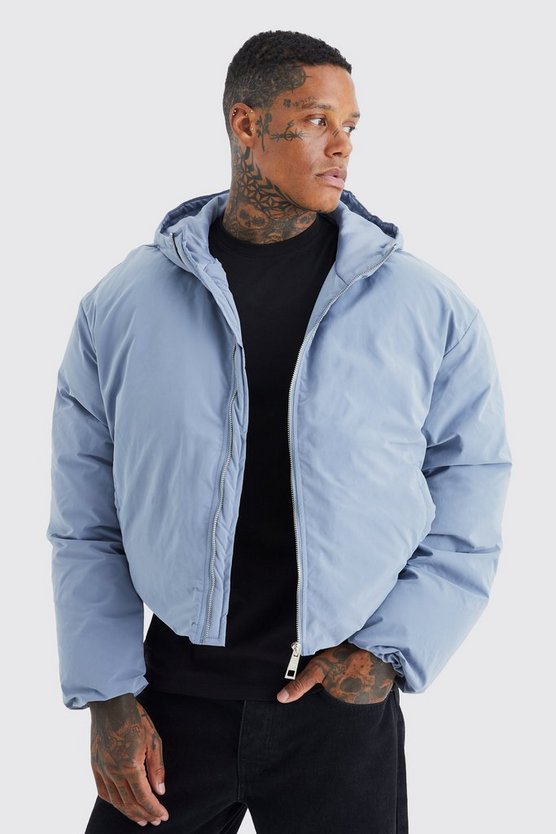 Kastige Nylon-Steppjacke mit Kapuze
