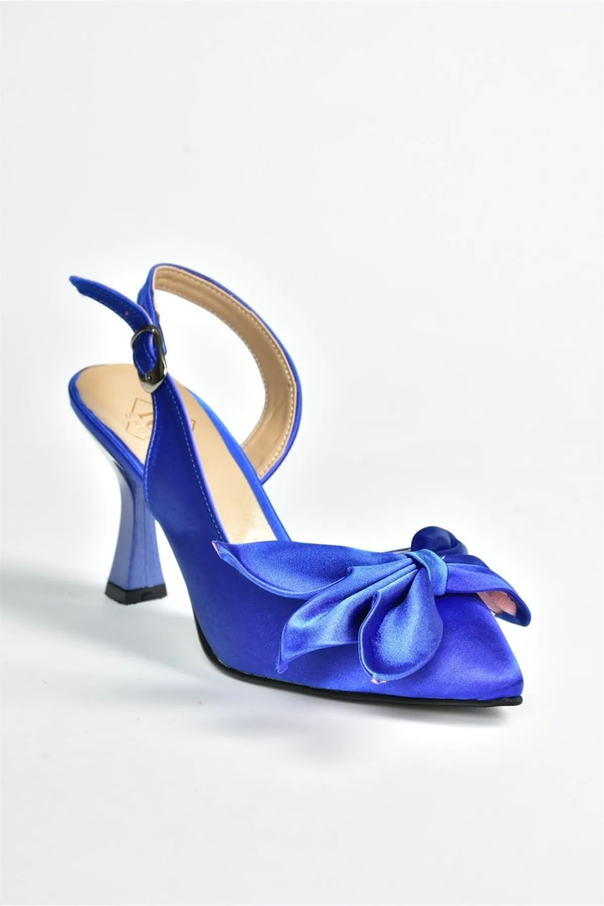 Fox Shoes  Damen-Saks-Schuhe aus blauem Satinstoff mit Absatz K922164804