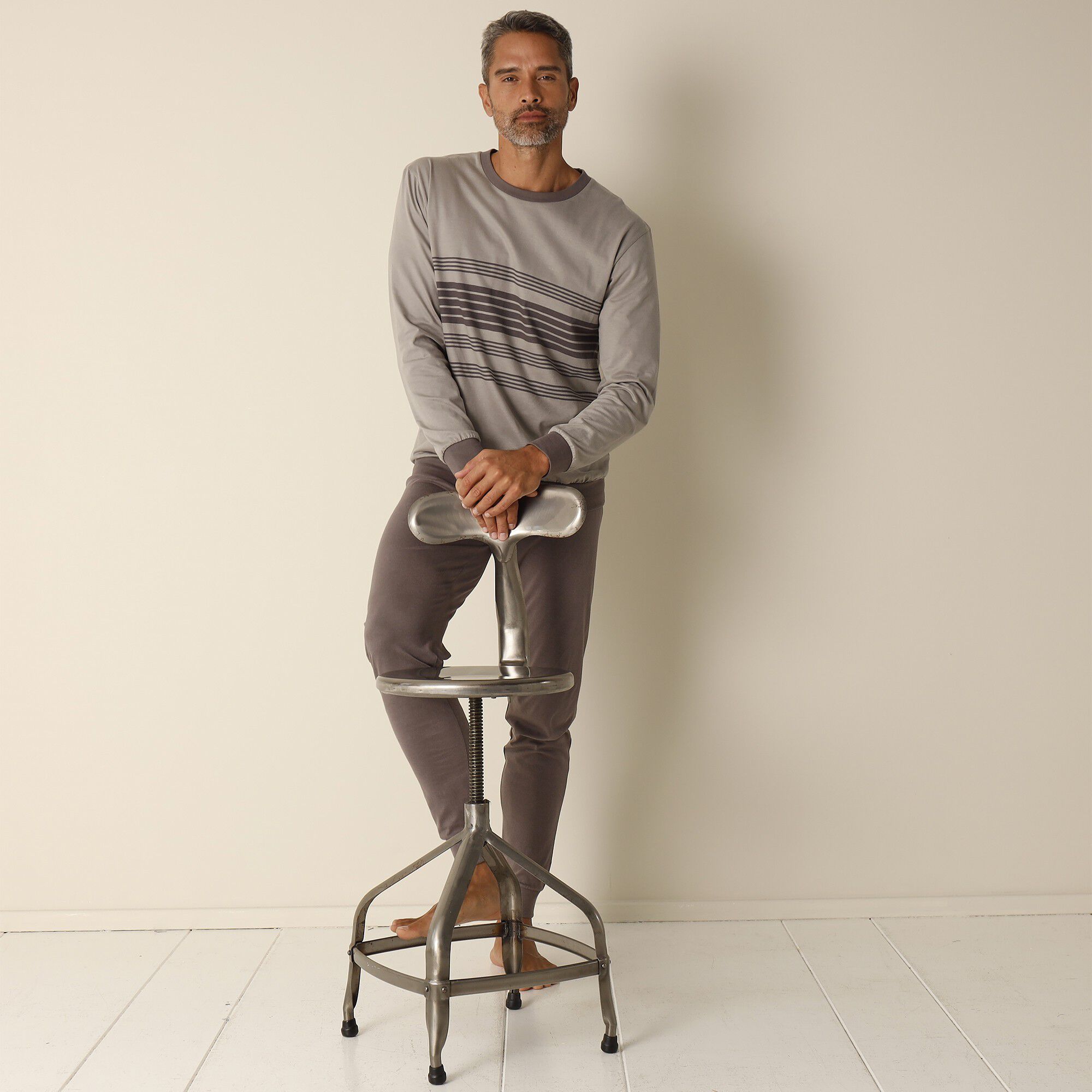 Pyjama coton rayé manches longues