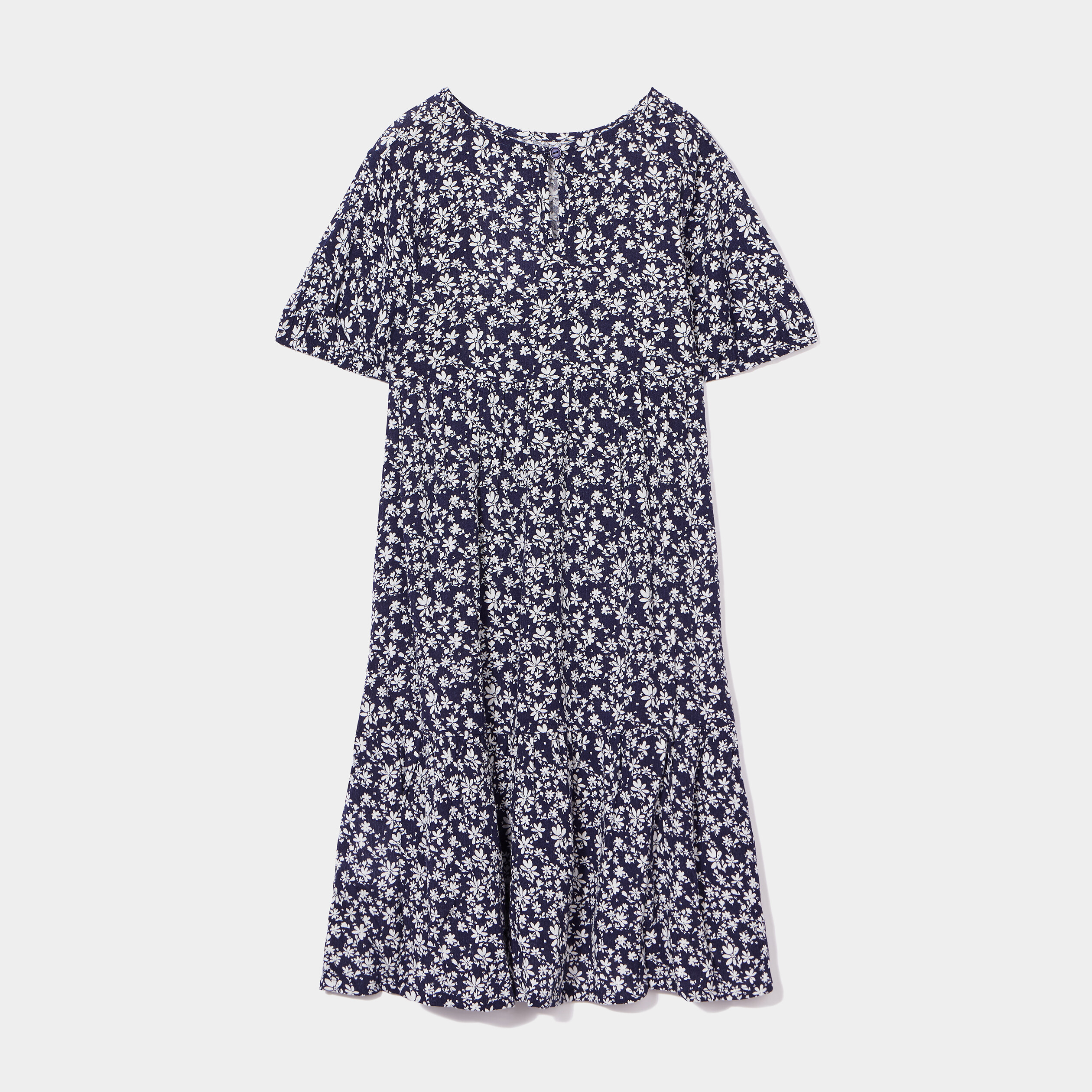 Robe longue trapèze manches ballons bleu marine fille | La Halle