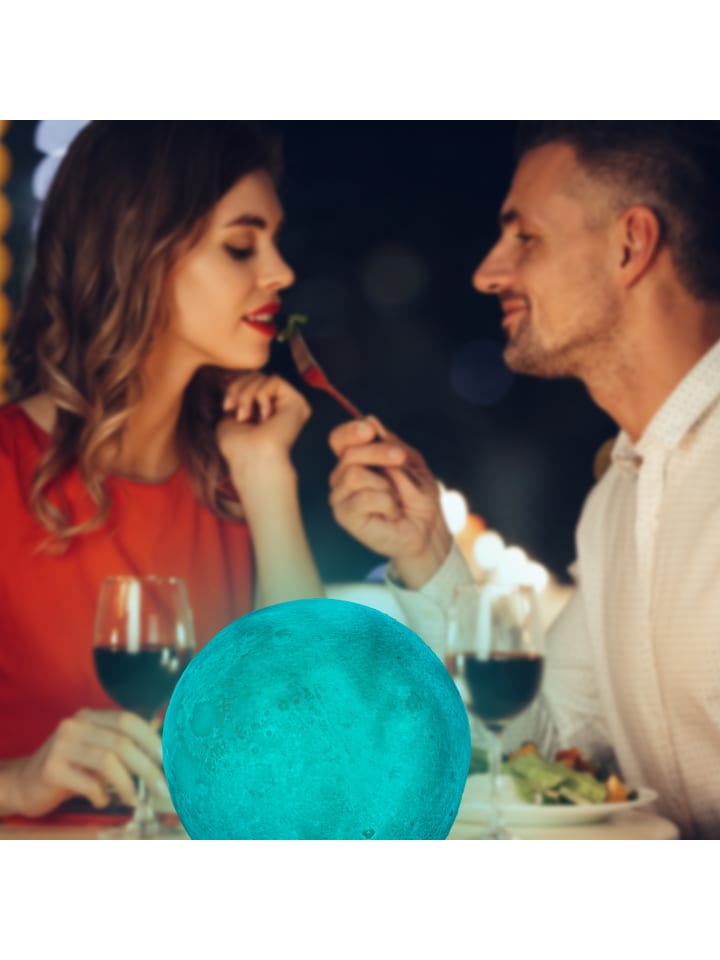 relaxdays Mondlampe 3D 16 Farben in Weiß Ø 15cm günstig kaufen onesize
