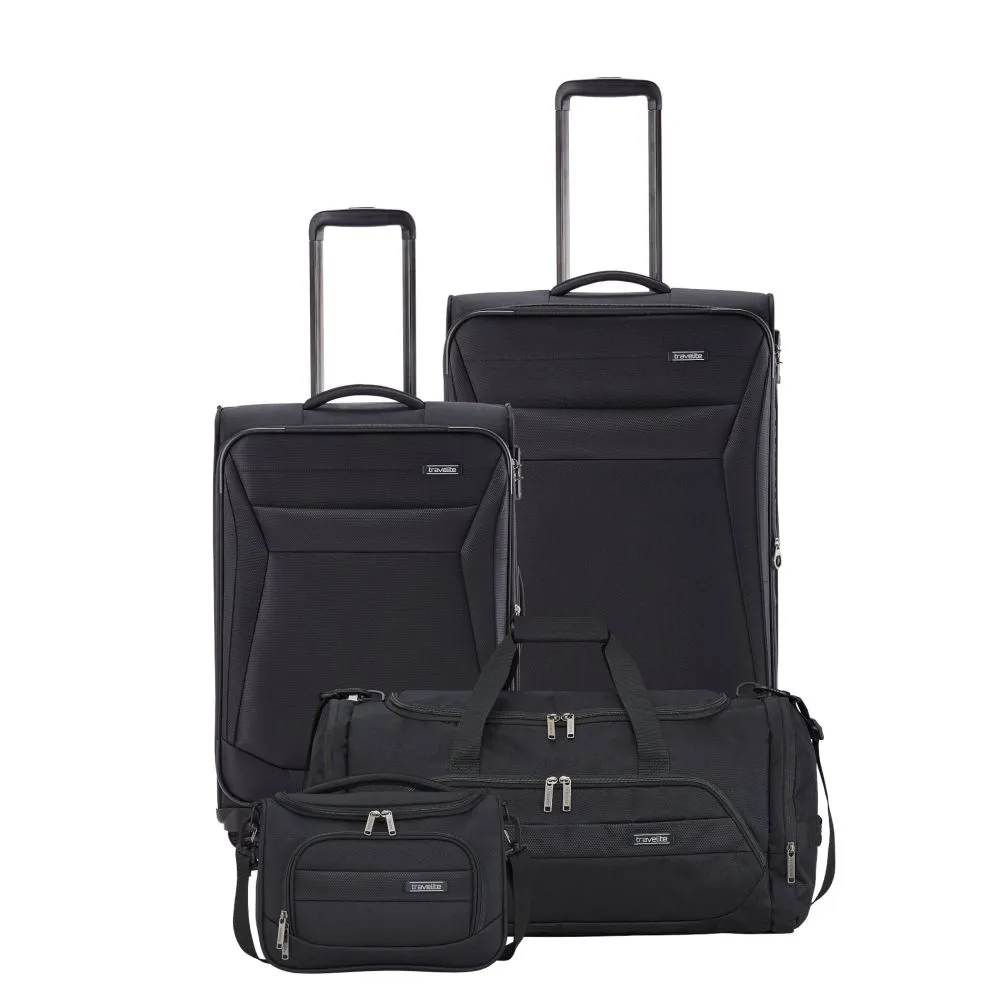 Travelite CHIOS Kofferset mit 4 Rollen Gr. L\/M (inkl. Reisetasche + Beautycase) - Schwarz
