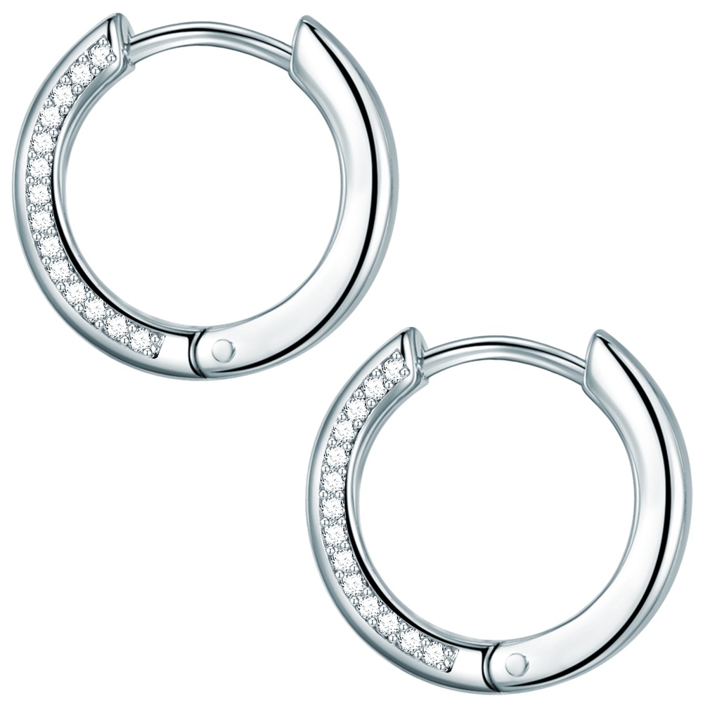 Rafaela Donata Créoles en argent Argent sterling Oxyde de zirconium (CZ) en Argent Boucles d'oreilles