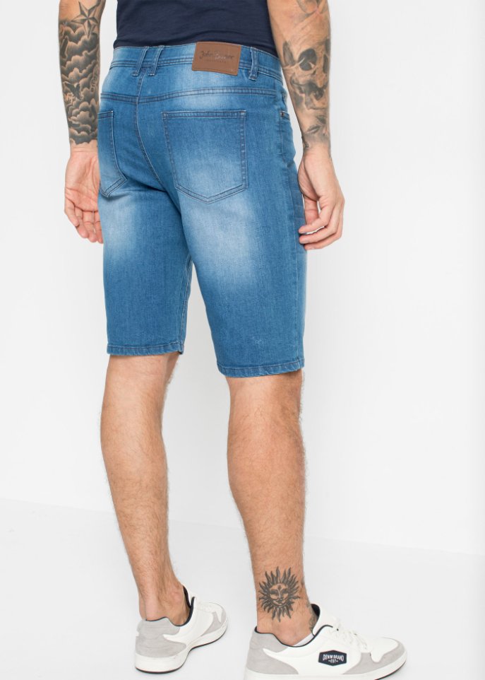 Stretch-Jeans-Bermuda mit verstärktem Schritt, Regular Fit