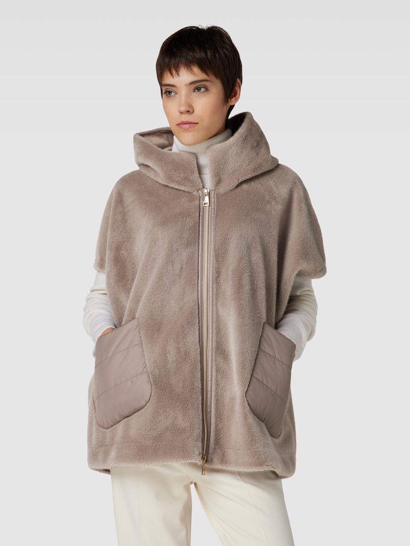 Jacke mit Kunstfell in taupe