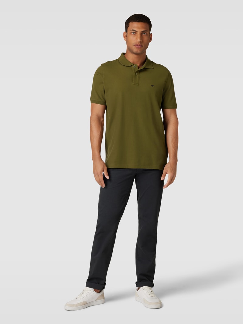 Poloshirt aus Baumwolle mit Label-Detail in olivgrün