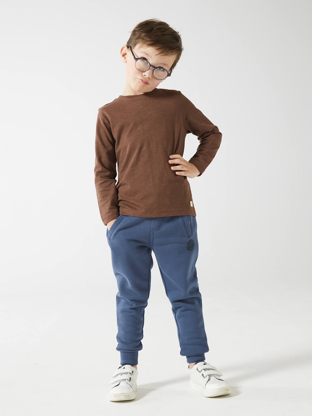 T-shirt couleur Basics personnalisable garçon manches longues ecru