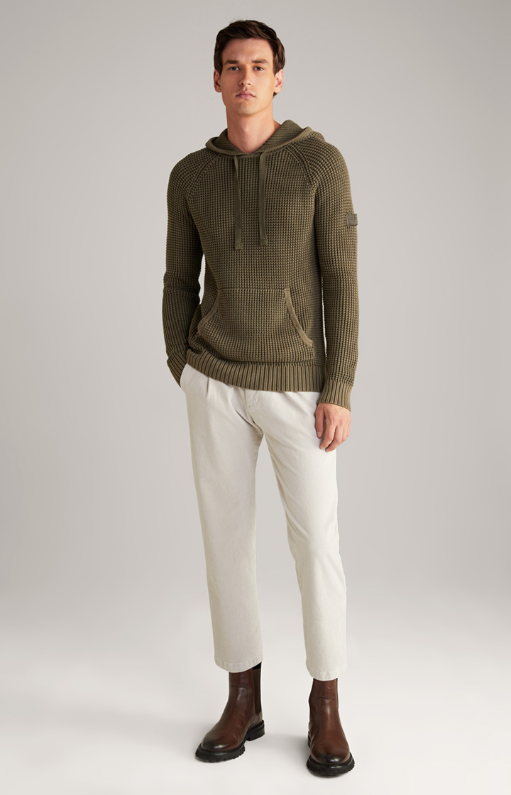 Strick-Hoodie Hoodor in Oliv