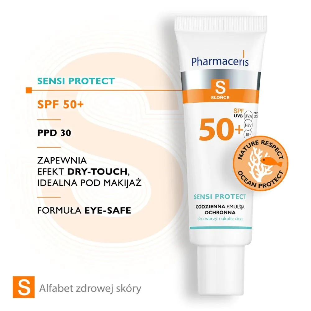 Pharmaceris S Sensi Protect Daglig Beskyttende Emulsion til Ansigt og Øjenområde SPF50+