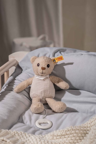 GOTS Noah Teddybär Spieluhr, 23 cm, beige