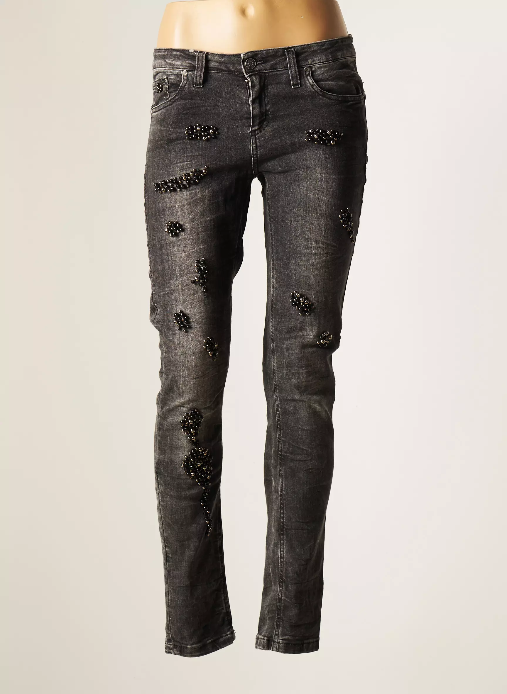 Astrid Black Label Jeans Coupe Slim Femme couleur gris