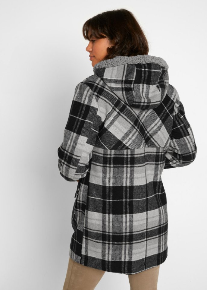 leicht wattierter Dufflecoat mit Kapuze