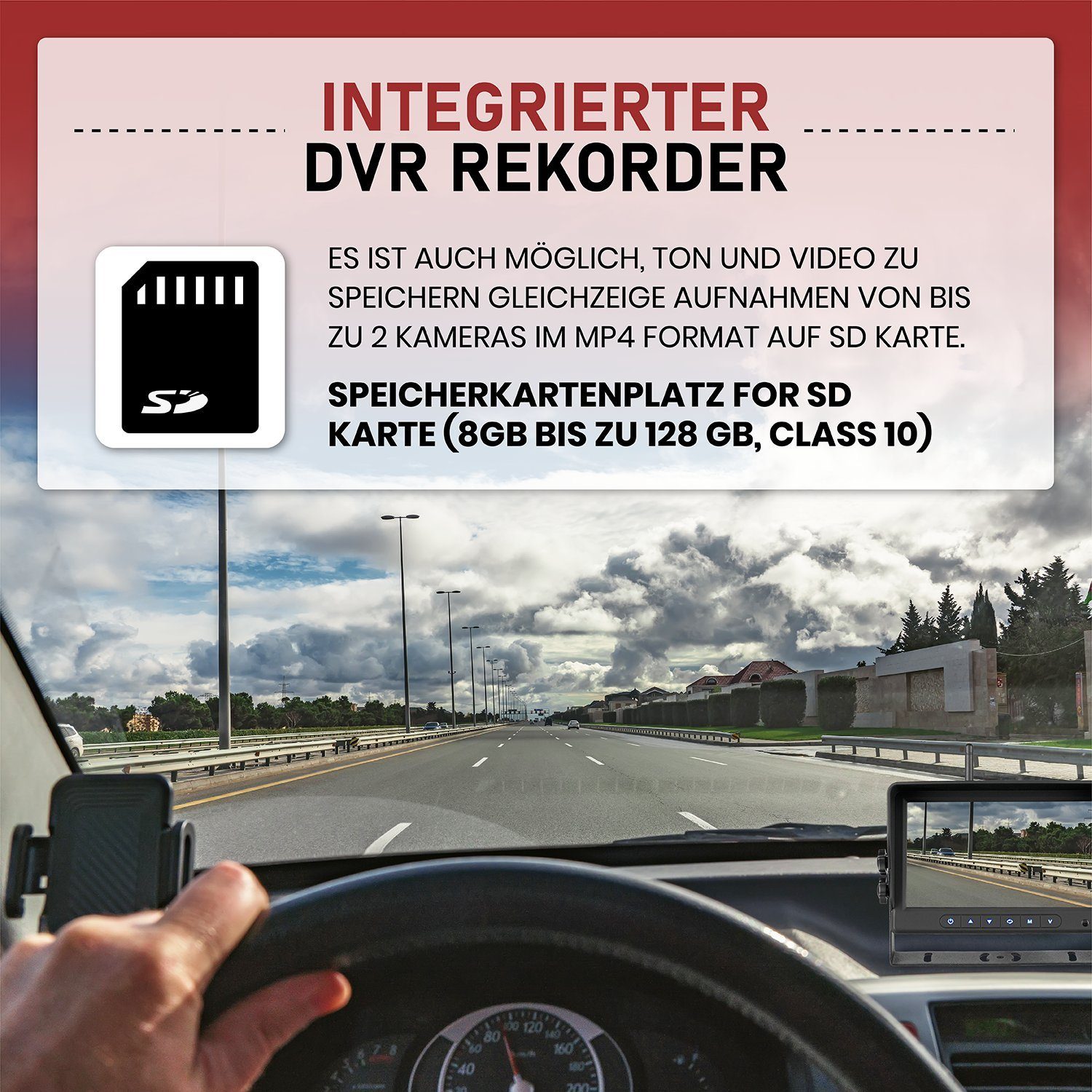 CARMATRIX BDW-710C+4 Rückfahrkamera (HD Funk Rückfahrsystem 7