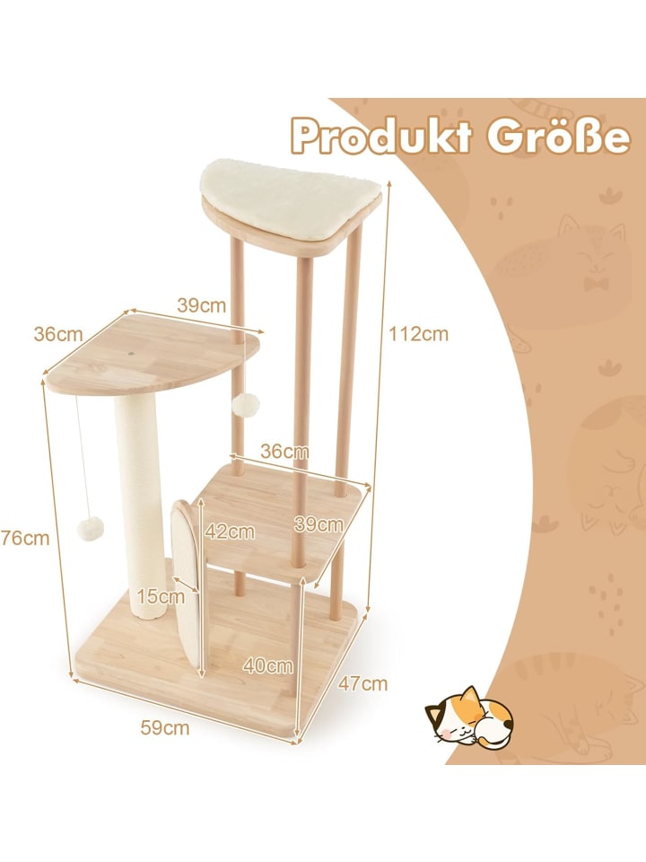 COSTWAY Kratzbaum Holz 112cm in Beige günstig kaufen onesize
