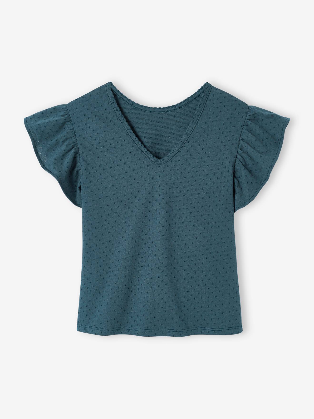 T-shirt fantaisie manches volantées fille encre