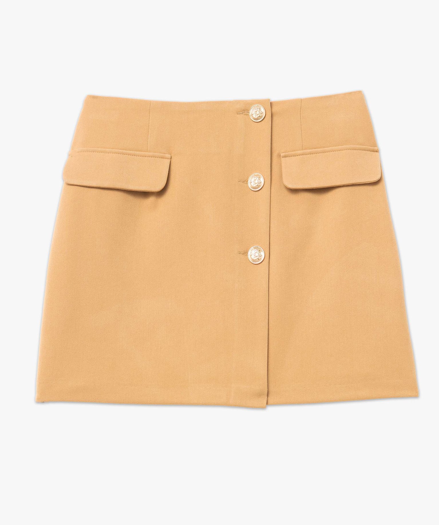Jupe femme fermée par boutons fantaisie camel | GEMO