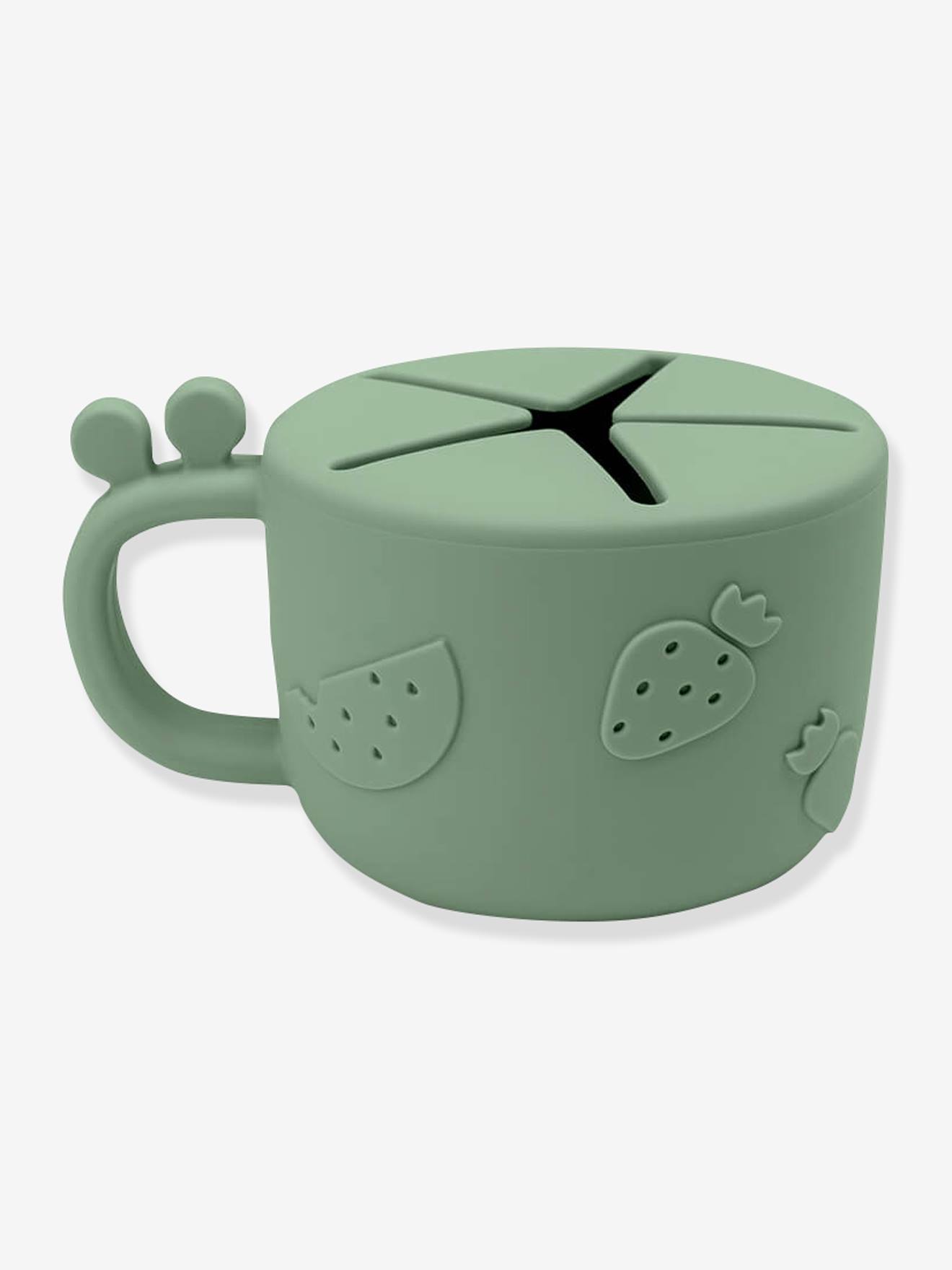 Tasse à goûter DONE BY DEER Peekaboo Raffi en silicone rose