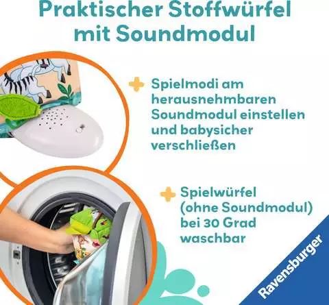 Ravensburger Play+ Motorik-Musik-Spiel-Würfel: Wilde Tiere