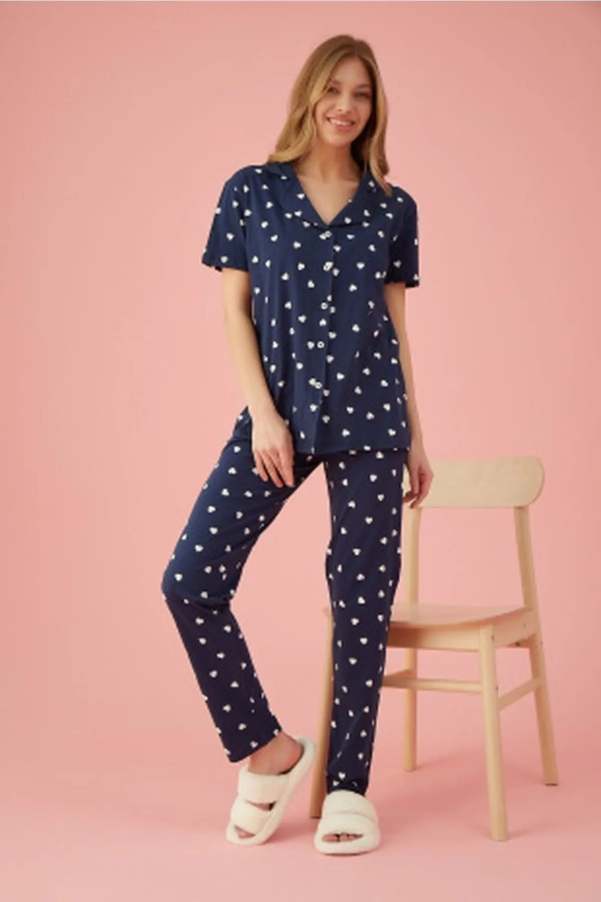 ELİTOL  Pyjama-Set aus Baumwoll-Lycra mit Knöpfen