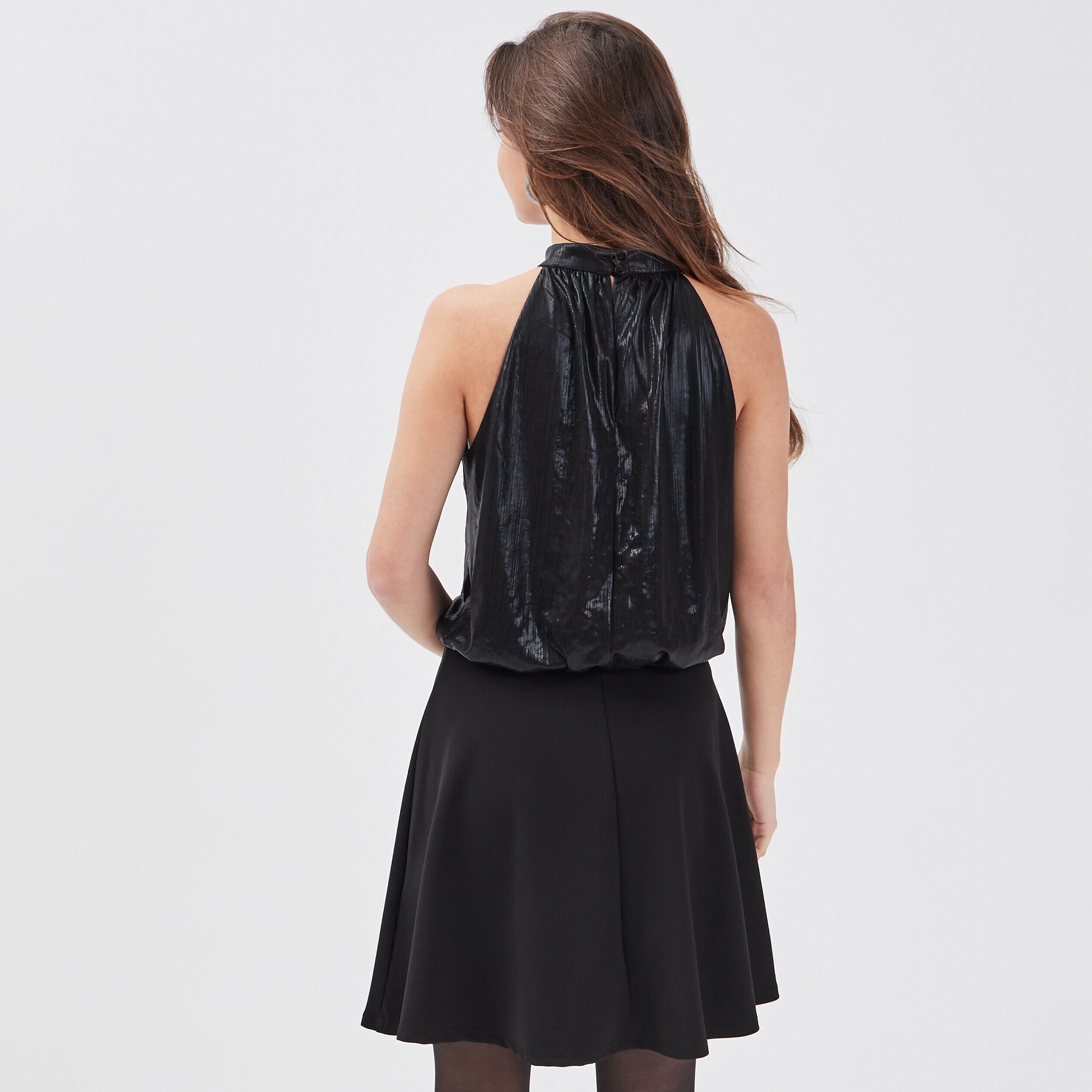 Robe évasée sans manches noir femme | Cache Cache