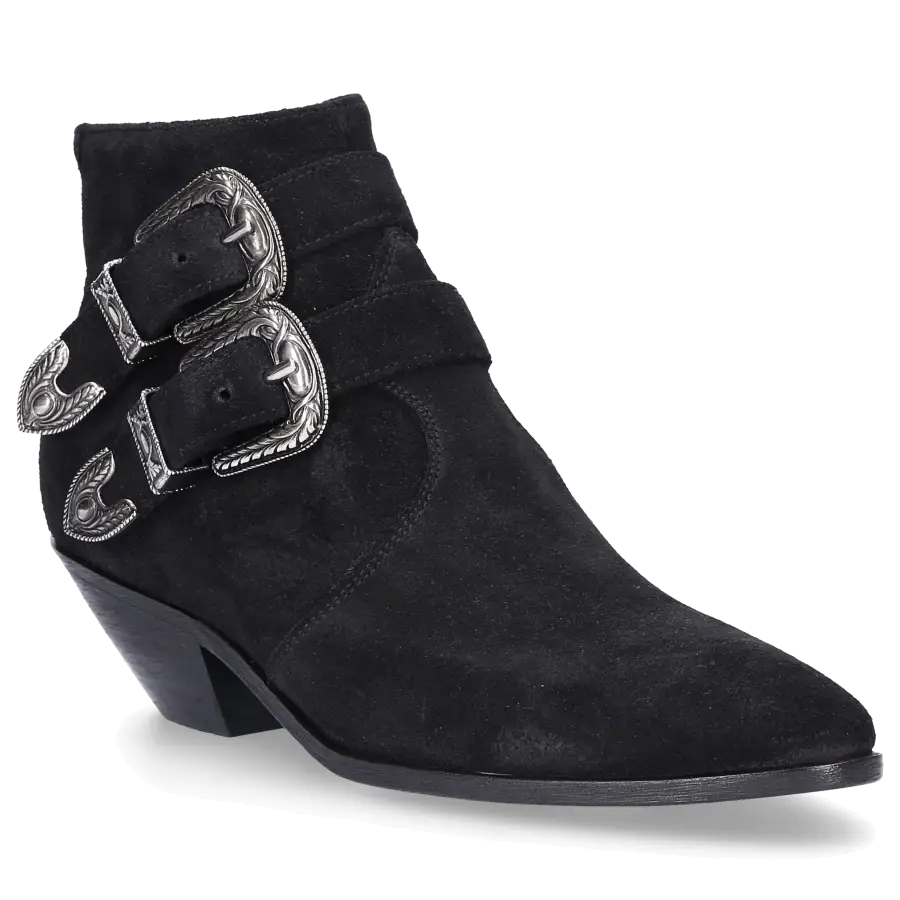 Saint Laurent - Stiefeletten WEST Veloursleder - schwarz