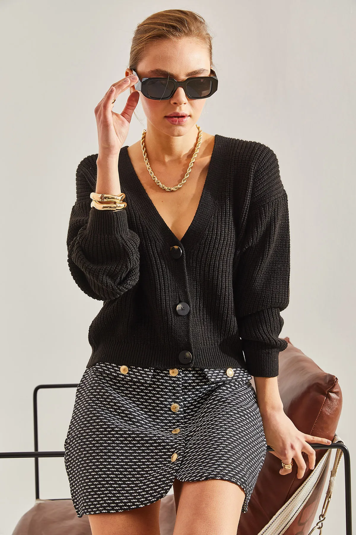 Bianco Lucci  Geknöpfter Strick-Cardigan für Damen