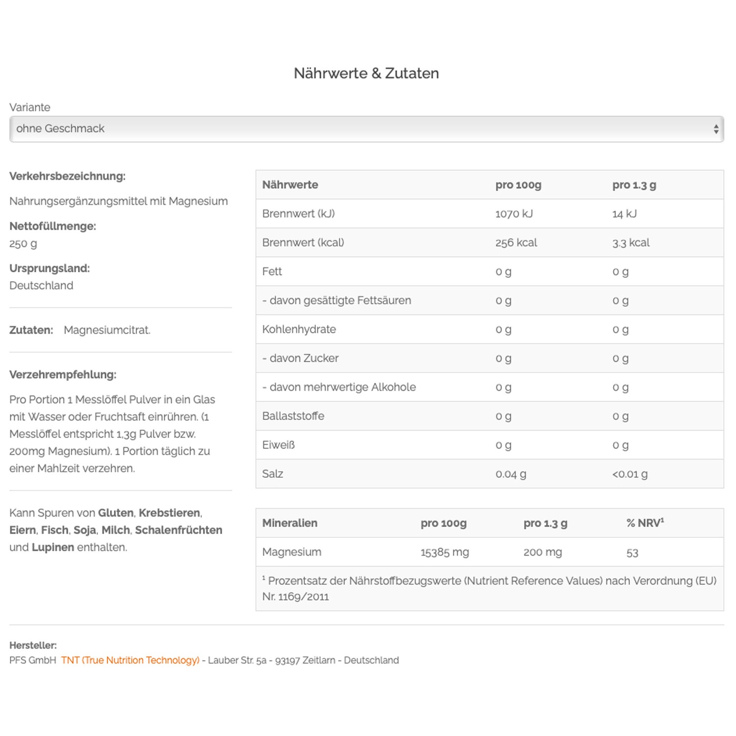 Magnesium Citrat. zur Verminderung von Müdigkeit. Teil des Elektrolythaushaltes