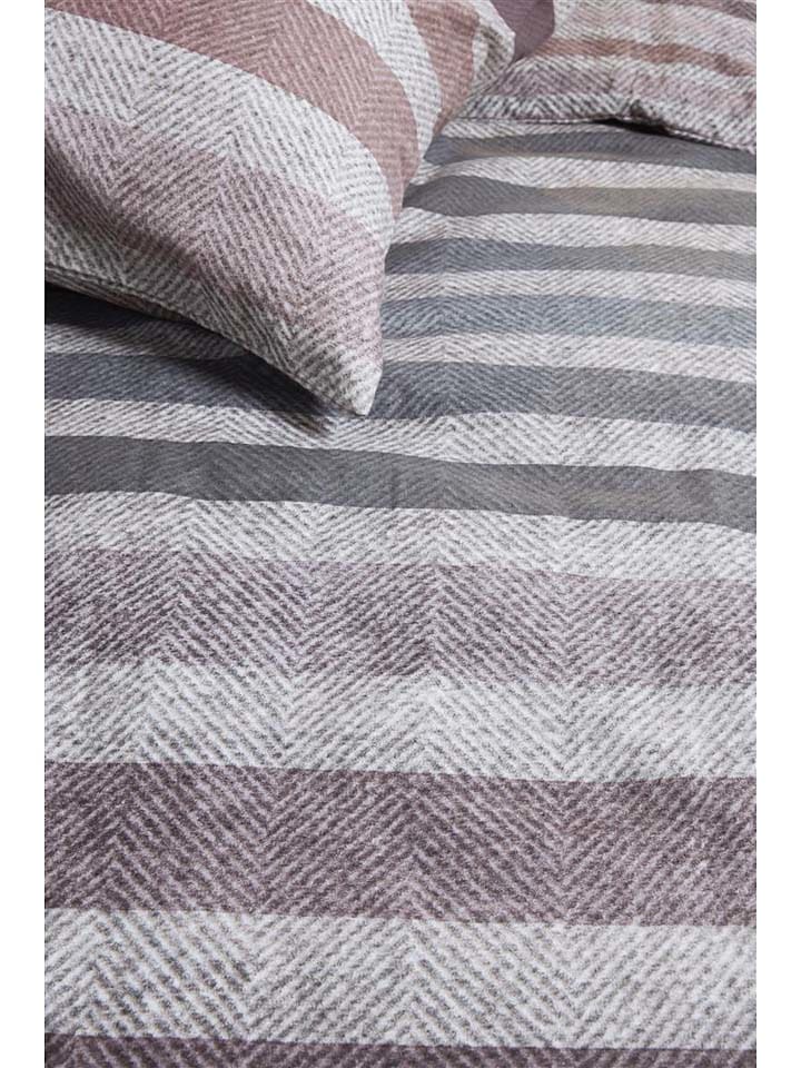 Beddinghouse Flanell-Bettwäsche-Set ''Gloaming'' in Grau/ Braun/ Rosa günstig kaufen