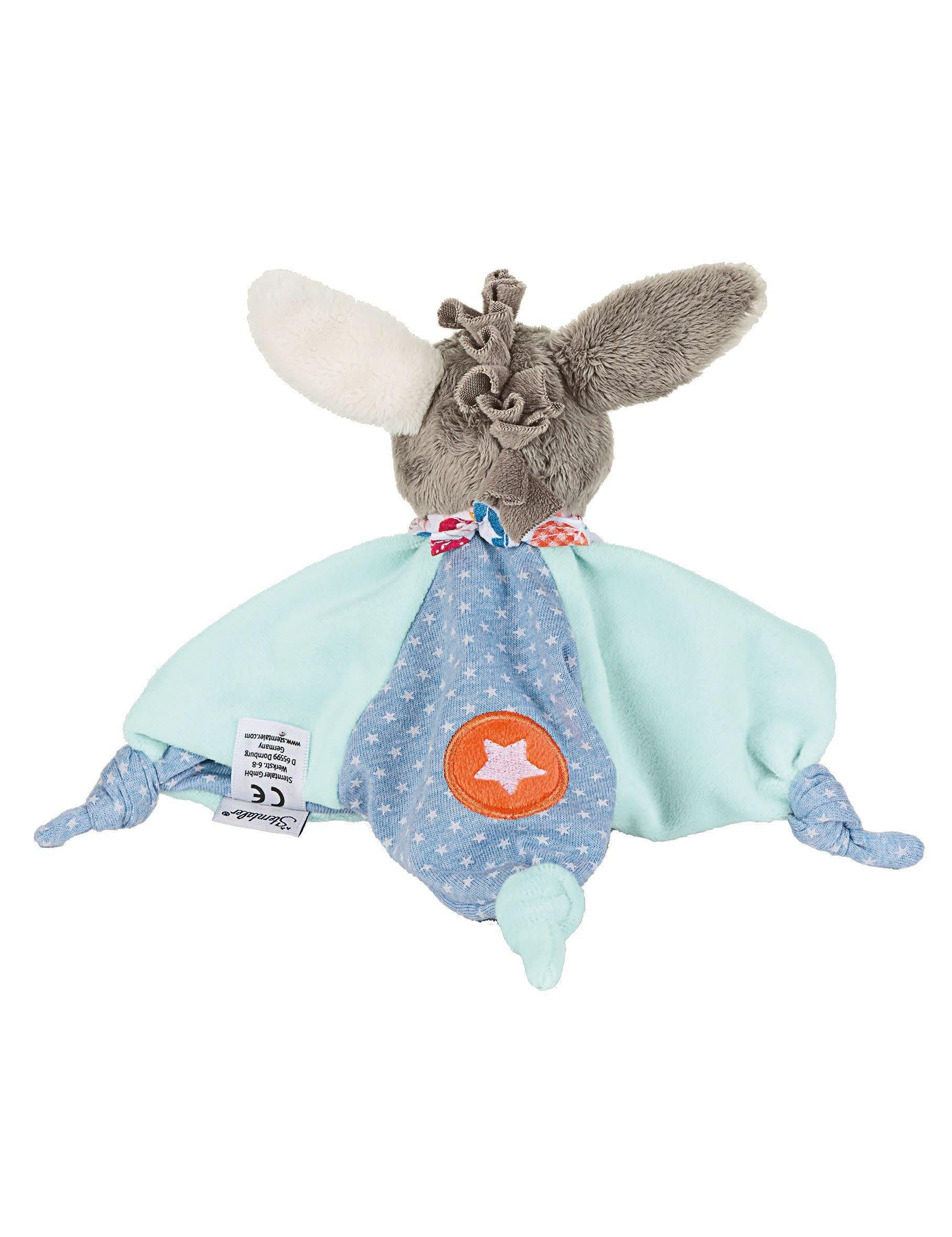 Schmusetuch Esel Emmi in Blau und Türkis, 26 cm