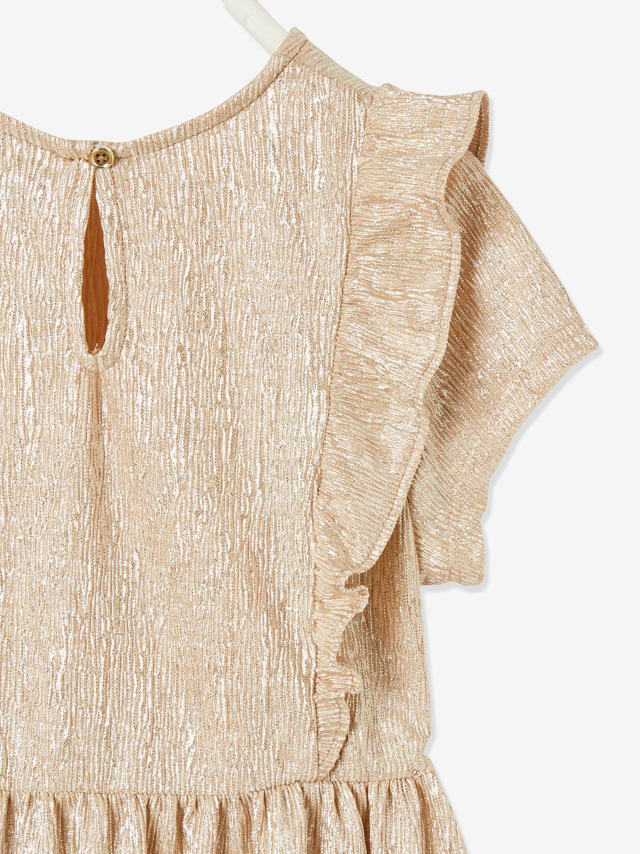 Vertbaudet Festliches Mädchen Kleid - beige glanzeffekt